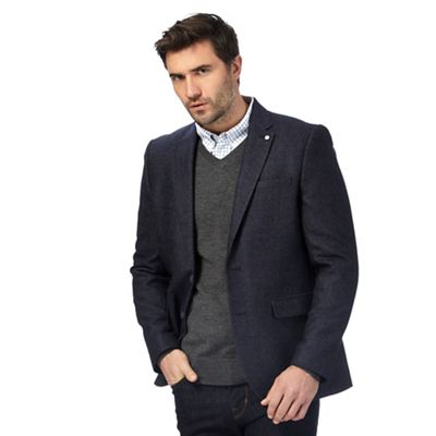 Big and tall navy textured wool rich jacket